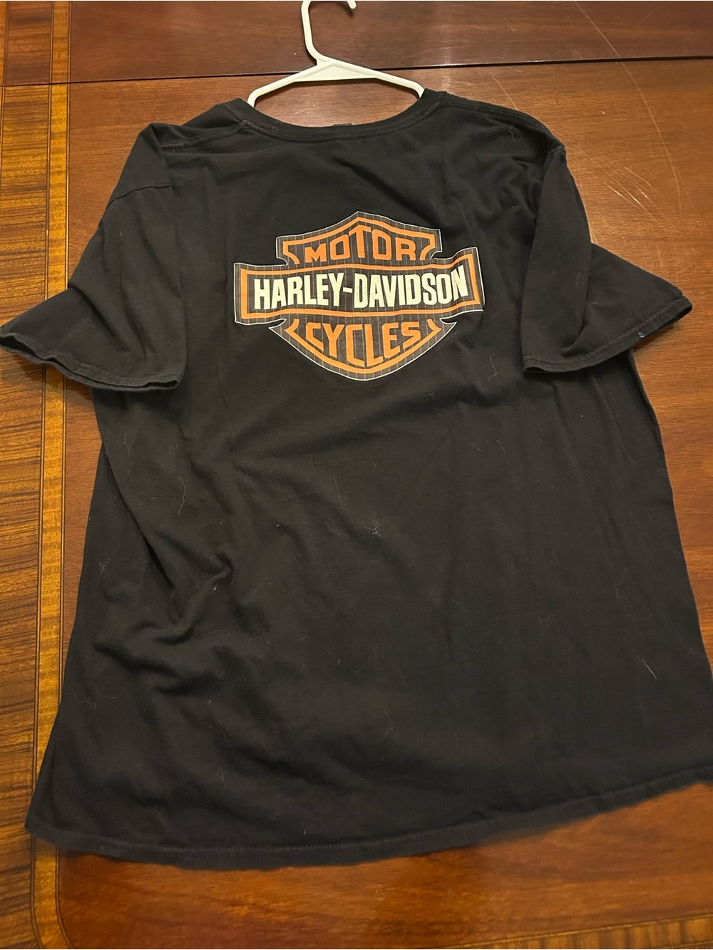 Gildan Black T-Shirt with Orange and White Harley-Davidson Logo